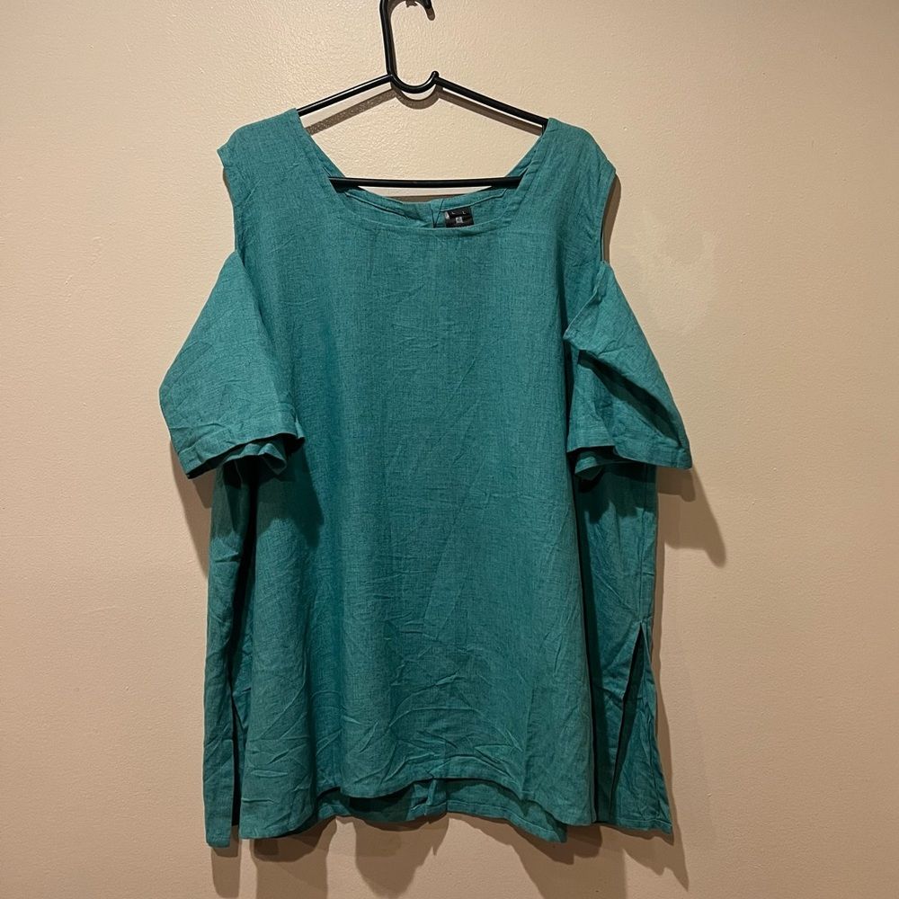 Kaliyana O.P.S. Top Cold Shoulder Open Shoulder Linen Blend Size L